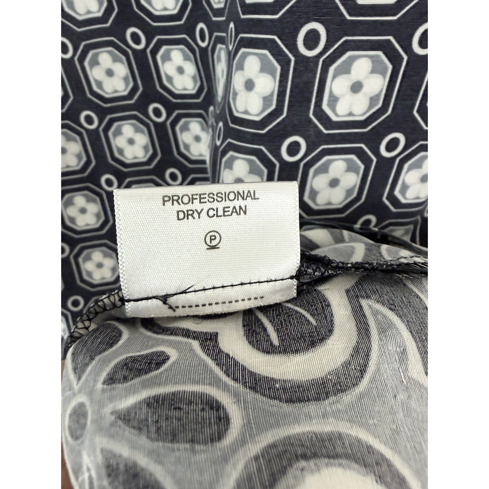Tory Burch 100% Silk Gray White Geometric Tunic Dress Split Neck Women Shift 4 - Picture 5 of 14